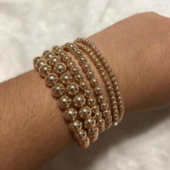 6PC 18K GOLD PLATED BEADED BRACELET SET - Picture 5 of 8